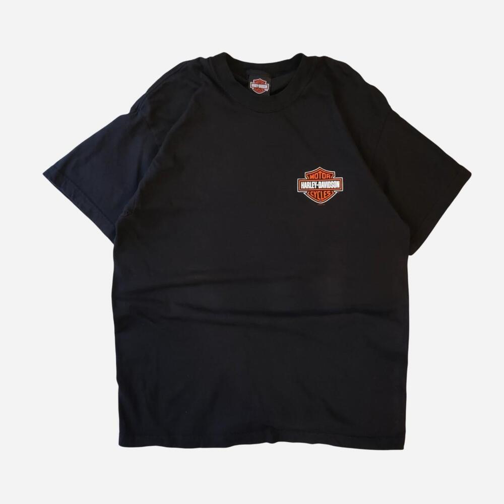 2004 Vintage Harley Davidson black t-shirt with Urban's Illinois orange & white